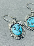Unforgettable Vintage Native American Navajo Morenci Turquoise Sterling Silver Earrings-Nativo Arts