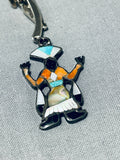 Unique Authentic Vintage Native American Zuni Turquoise Dancer Sterling Silver Pin-Nativo Arts