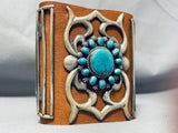 Unique Brown Ketoh Vintage Native American Navajo Turquoise Sterling Silver Ketoh Bracelet-Nativo Arts