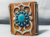 Unique Brown Ketoh Vintage Native American Navajo Turquoise Sterling Silver Ketoh Bracelet-Nativo Arts