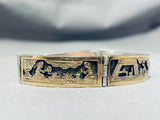 Unique Intricate Detail Vintage Native American Navajo Gold Sterling Silver Bracelet-Nativo Arts