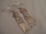 Unique Man And Woman Vintage Navajo Snake Eyes Turquoise Native American Jewelry Silver Earrings-Nativo Arts