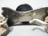 Unique Native American Navajo Kingman Turquoise Sterling Silver & Leather Bracelet-Nativo Arts