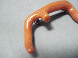 Unique Navajo Coral Branch Sterling Silver Pin Native American-Nativo Arts