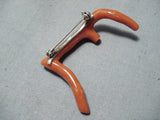 Unique Navajo Coral Branch Sterling Silver Pin Native American-Nativo Arts