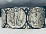 Unique San Felipe Sterling Silver Coins Heavy 100 Gram Bracelet-Nativo Arts