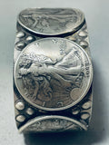 Unique San Felipe Sterling Silver Coins Heavy 100 Gram Bracelet-Nativo Arts