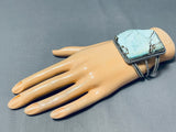 Unique Shape Turquoise Native American Navajo Sturdy Sterling Silver Bracelet-Nativo Arts