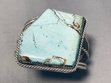 Unique Shape Turquoise Native American Navajo Sturdy Sterling Silver Bracelet-Nativo Arts