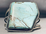 Unique Shape Turquoise Native American Navajo Sturdy Sterling Silver Bracelet-Nativo Arts