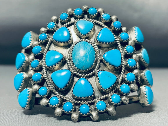 Unique Stone Shapes Vintage Native American Navajo Turquoise Sterling Silver Bracelet-Nativo Arts