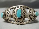 Unique Technique! Vintage Native American Navajo Turquoise Overlay Sterling Silver Bracelet Old-Nativo Arts