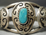 Unique Technique! Vintage Native American Navajo Turquoise Overlay Sterling Silver Bracelet Old-Nativo Arts