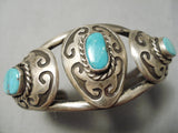 Unique Technique! Vintage Native American Navajo Turquoise Overlay Sterling Silver Bracelet Old-Nativo Arts