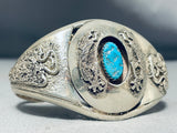Unique Technique Vintage Native American Navajo Turquoise Sterling Silver Bracelet-Nativo Arts