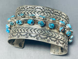 Unique Technique Vintage Native American Navajo Turquoise Sterling Silver Bracelet-Nativo Arts
