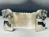 Unique Vintage Native American Navajo Hand Carved Geomtric Sterling Silver Bracelet-Nativo Arts
