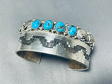 Unique Vintage Native American Navajo Hand Carved Geomtric Sterling Silver Bracelet-Nativo Arts