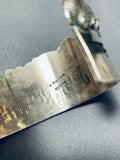Unique Vintage Native American Navajo Hand Carved Geomtric Sterling Silver Bracelet-Nativo Arts
