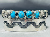 Unique Vintage Native American Navajo Hand Carved Geomtric Sterling Silver Bracelet-Nativo Arts