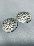 Unique Vintage Native American Navajo Round Sterling Silver Button Covers-Nativo Arts