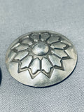 Unique Vintage Native American Navajo Round Sterling Silver Button Covers-Nativo Arts