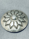 Unique Vintage Native American Navajo Round Sterling Silver Button Covers-Nativo Arts