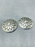 Unique Vintage Native American Navajo Round Sterling Silver Button Covers-Nativo Arts