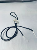 Unique Vintage Native American Navajo Signed 2 Kingman Turquoise Sterling Silver Kachina Bolo-Nativo Arts