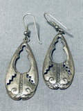 Unique Vintage Native American Navajo Sterling Silver Earrings-Nativo Arts