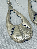 Unique Vintage Native American Navajo Sterling Silver Earrings-Nativo Arts