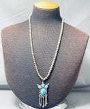 Unique Vintage Native American Navajo Turquoise Sterling Silver Dangling Necklace-Nativo Arts