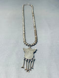 Unique Vintage Native American Navajo Turquoise Sterling Silver Dangling Necklace-Nativo Arts