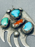 Unique Vintage Native American Navajo Turquoise Sterling Silver Pendant-Nativo Arts