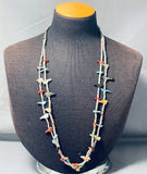 Unique Vintage Native American Zuni Heishi Sterling Silver Animal Fetish Necklace-Nativo Arts