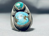 Unique Vintage Native American Zuni Old Kingman Royston Turquoise Sterling Silver Ring-Nativo Arts