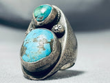 Unique Vintage Native American Zuni Old Kingman Royston Turquoise Sterling Silver Ring-Nativo Arts