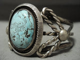 Unique! Vintage Navajo 'Earth Sky Blue' Turquoise Native American Jewelry Silver Flank Bracelet-Nativo Arts