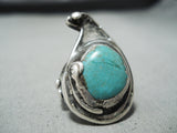 Unique Vintage Navajo Native American Green Turquoise Sterling Silver Ring-Nativo Arts