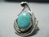 Unique Vintage Navajo Native American Green Turquoise Sterling Silver Ring-Nativo Arts