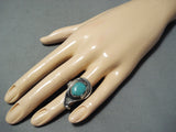 Unique Vintage Navajo Native American Green Turquoise Sterling Silver Ring-Nativo Arts