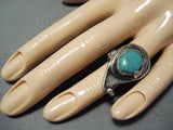 Unique Vintage Navajo Native American Green Turquoise Sterling Silver Ring-Nativo Arts