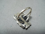 Unique Vintage Navajo Native American Old Kingman Turquoise Sterling Silver Ring-Nativo Arts