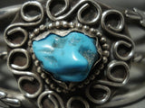 Unique **swirls Galore* Vintage Navajo Turquoise Native American Jewelry Silver Bracelet-Nativo Arts