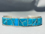 Uniuqe Gilbert Turquoise Native American Navajo Sterling Silver Bracelet-Nativo Arts