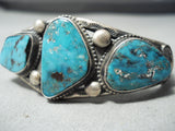 Verdy Jake Vintage Native American Navajo Morenci Turquoise Sterling Silver Bracelet-Nativo Arts
