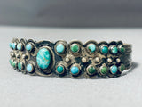 Very Early Old Vintage Native American Navajo Snake Eyes Turquoise Sterling Silver Bracelet-Nativo Arts