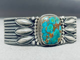 Very Improtant Vintage Native American Navajo Stan Parker Turquoise Sterling Silver Bracelet-Nativo Arts