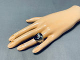 Very Intricate Native American Navajo Turquoise Kachina Sterling Silver Opal Ring-Nativo Arts