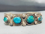 Very Old Vintage Native American Navajo Hvy Turquoise Sterling Silver Bracelet-Nativo Arts